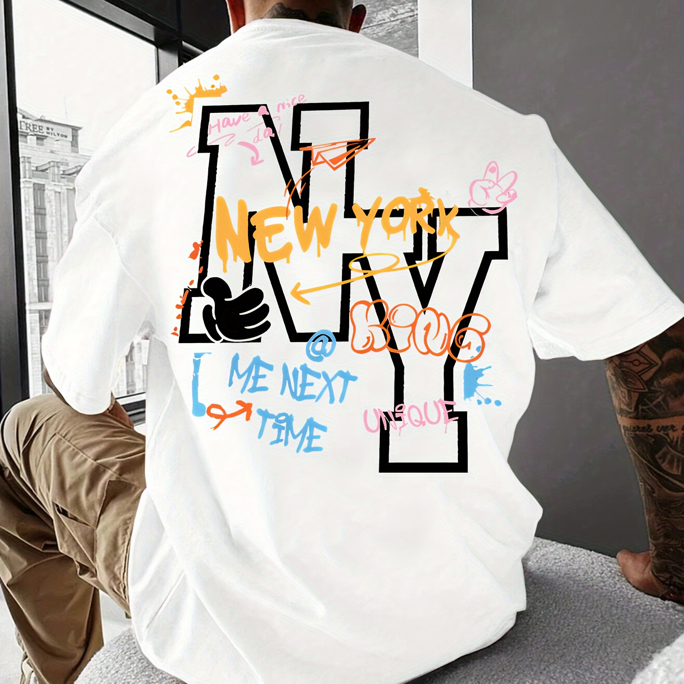 Men's Casual Cotton T-shirt With Graffiti Print, Round Neck, Short Sleeve, Summer Top, Regular Fit, Adult Unisex Fashion Tee
Men's Casual Cotton T-shirt With Graffiti Print, Round Neck, Short Sleeve, Summer Top, Regular Fit, Adult Unisex Fashion Tee