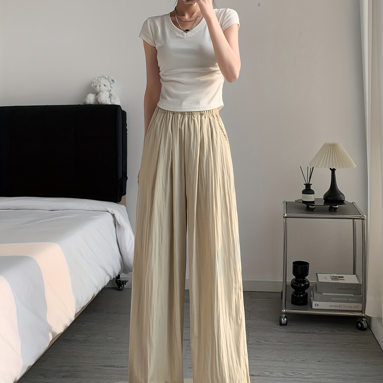 Solid Color High Waist Wide Leg Pants, Casual & Versatile High Waist Pants For Spring & Summer, Women's Clothing
Solid Color High Waist Wide Leg Pants, Casual & Versatile High Waist Pants For Spring & Summer, Women's Clothing
