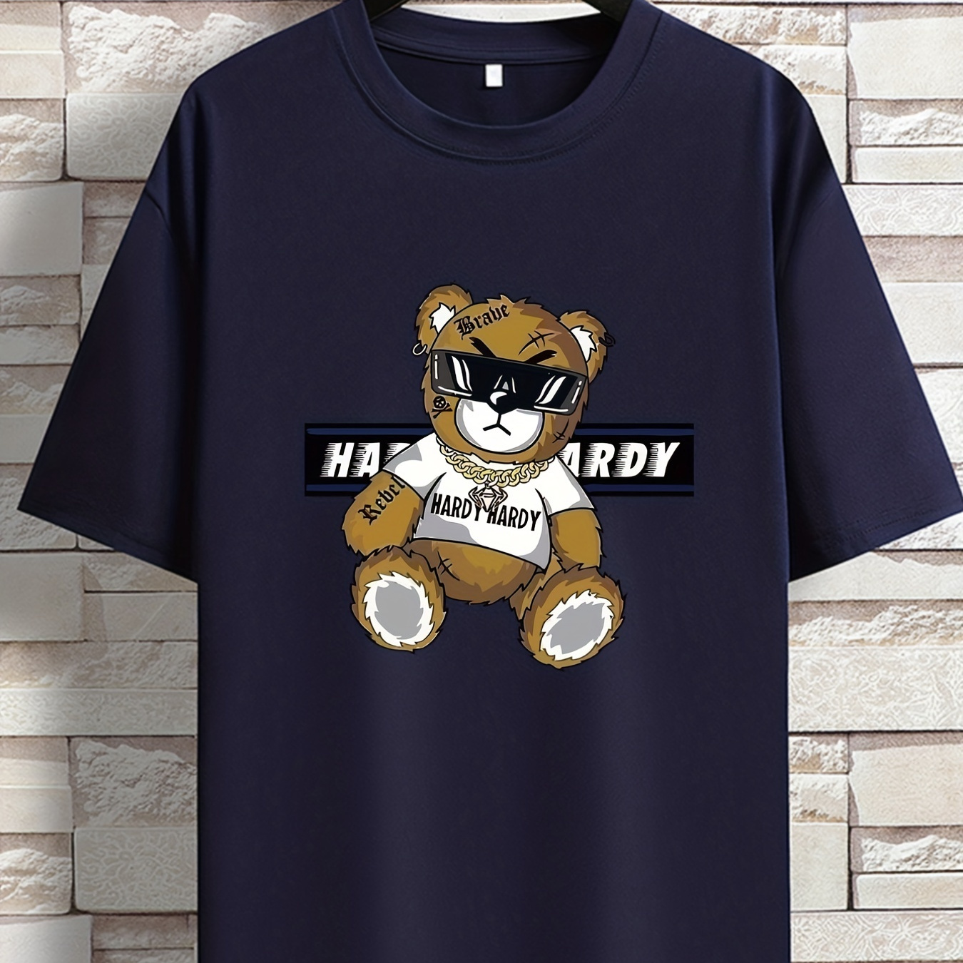 Tees For Men, Gold Chain Necklace Teddy Bear Print T Shirt, Casual Short Sleeve Tshirt For Summer Spring Fall, Tops As Gifts
Tees For Men, Gold Chain Necklace Teddy Bear Print T Shirt, Casual Short Sleeve Tshirt For Summer Spring Fall, Tops As Gifts