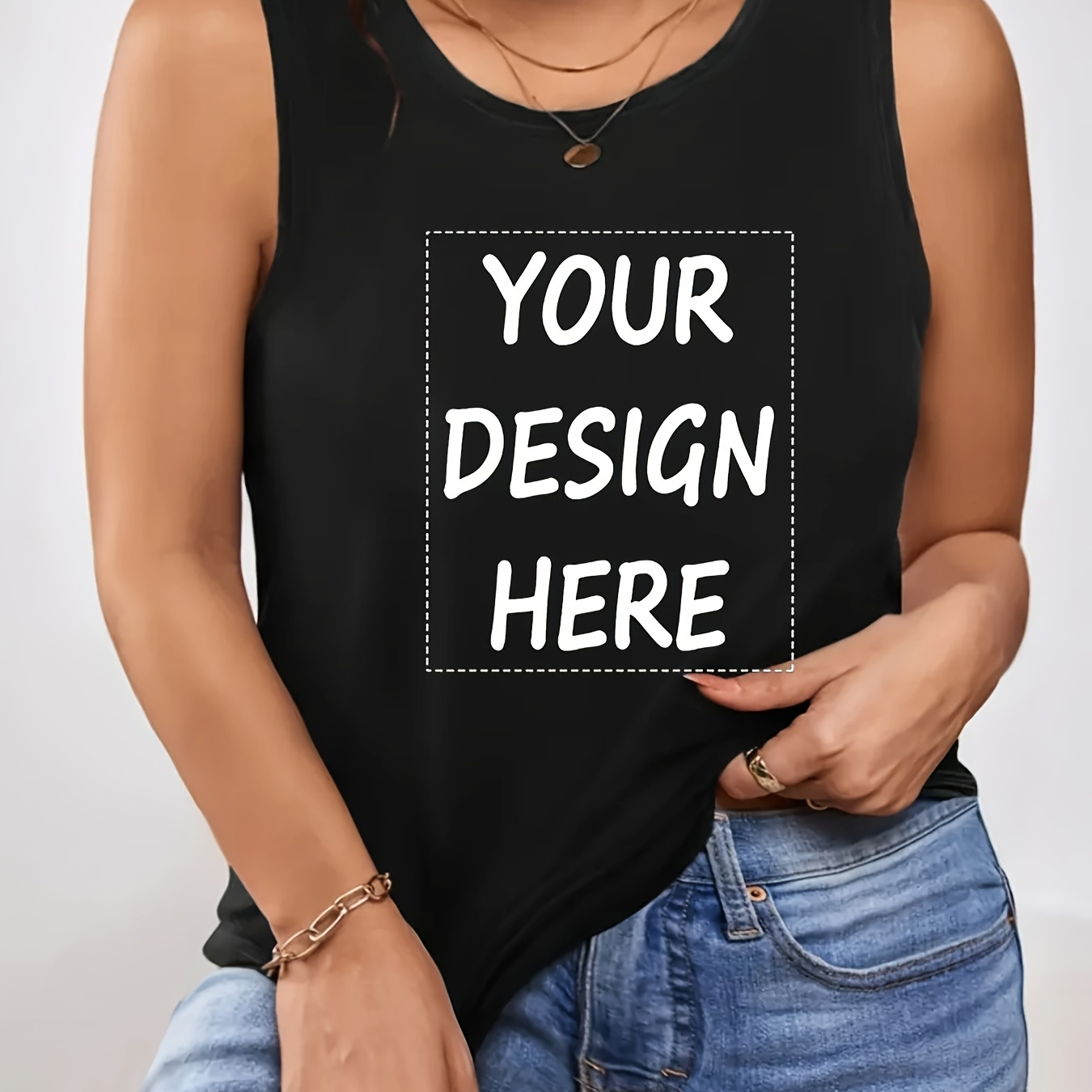 Plus Size Customized Picture Design Tank Top, Casual Sleeveless Crew Neck Top For Spring & Summer, Women's Plus Size Clothing
Plus Size Customized Picture Design Tank Top, Casual Sleeveless Crew Neck Top For Spring & Summer, Women's Plus Size Clothing