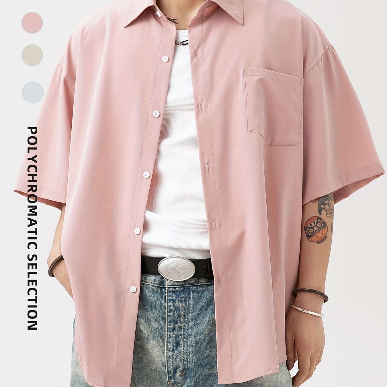 Solid Casual Men's Short-sleeved Shirt With Chest Pocket Design, Loose Fit Breathable Button Up Shirt For Outdoor Summer
Solid Casual Men's Short-sleeved Shirt With Chest Pocket Design, Loose Fit Breathable Button Up Shirt For Outdoor Summer