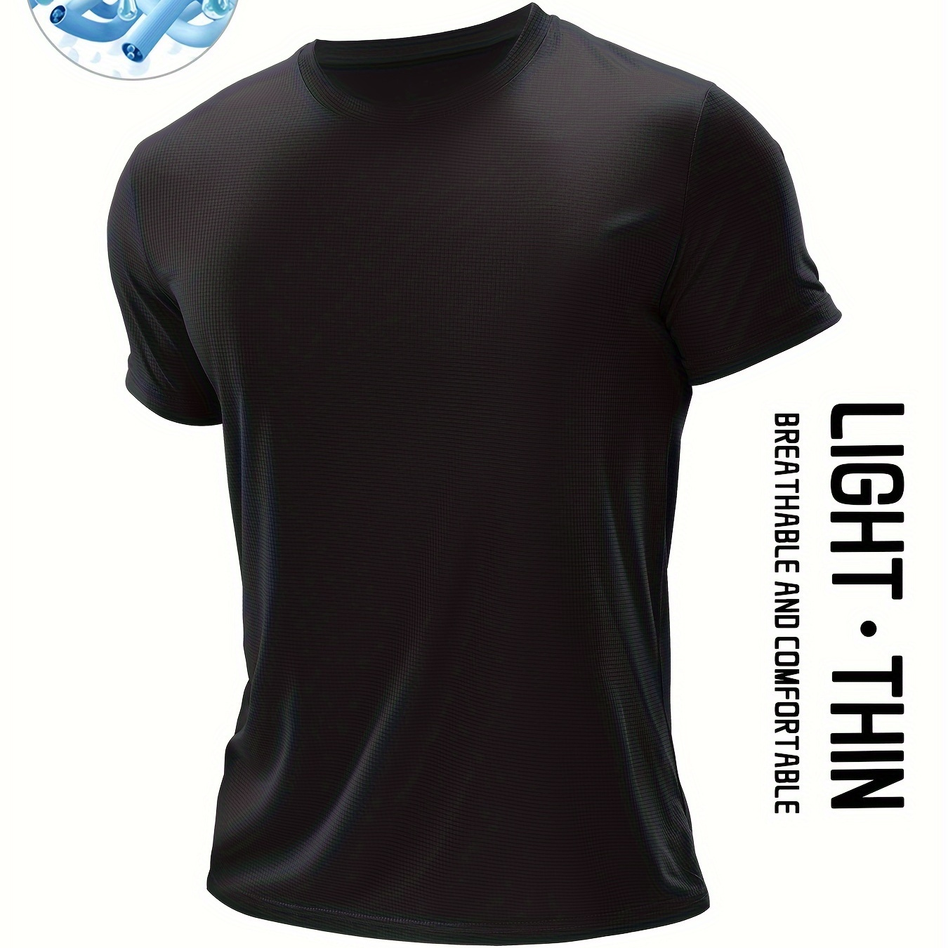 Men's Solid Sports T-shirt, Active Breathable Short Sleeve Slim-fit Crew Neck Tee, Men's Clothing For Outdoor
Men's Solid Sports T-shirt, Active Breathable Short Sleeve Slim-fit Crew Neck Tee, Men's Clothing For Outdoor