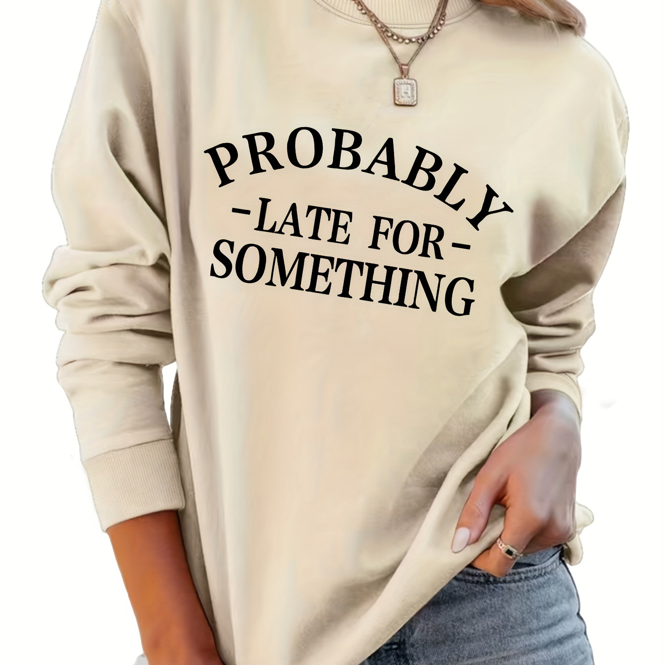 Women' Long Sleeve Crew Neck Sweatshirt, " For " Letter Print, Casual Polyester Knit, , No Detail, Round Neck
Women' Long Sleeve Crew Neck Sweatshirt, " For " Letter Print, Casual Polyester Knit, , No Detail, Round Neck