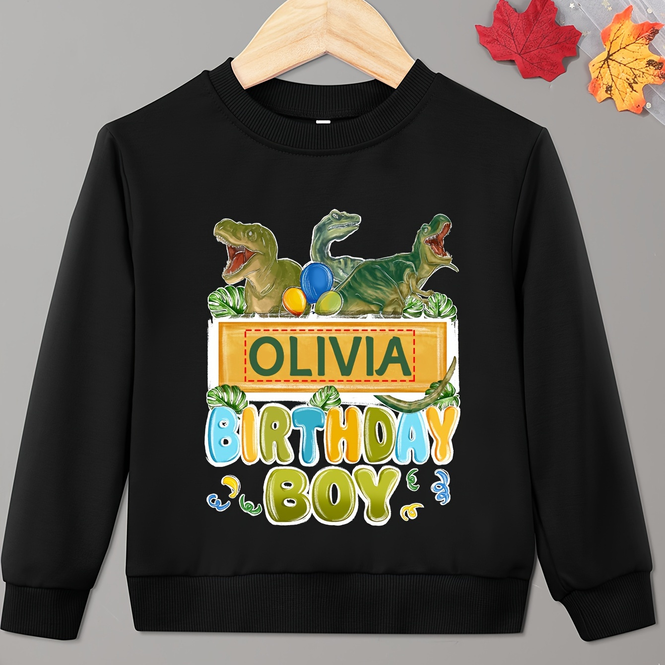 Customizable Boys' Long Sleeve Sweatshirt, Casual Round Neck, Polyester, Dinosaur & Birthday Boy Print, Comfortable Stretch Fabric, Regular Fit, Spring/, Kids Fashion Top
Customizable Boys' Long Sleeve Sweatshirt, Casual Round Neck, Polyester, Dinosaur & Birthday Boy Print, Comfortable Stretch Fabric, Regular Fit, Spring/, Kids Fashion Top