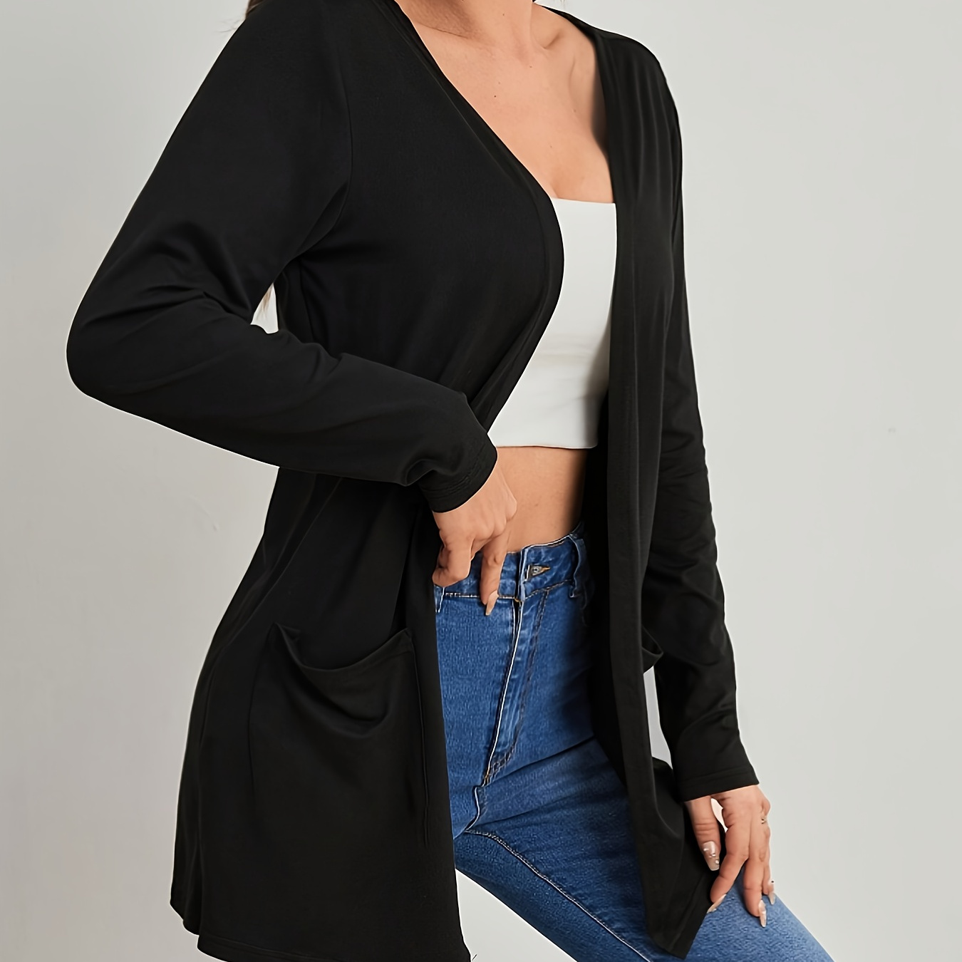 Solid Color Open Front Knitted Cardigan, Casual Long Sleeve Drop Shoulder Cardigan For Spring & Fall, Women's Clothing
Solid Color Open Front Knitted Cardigan, Casual Long Sleeve Drop Shoulder Cardigan For Spring & Fall, Women's Clothing