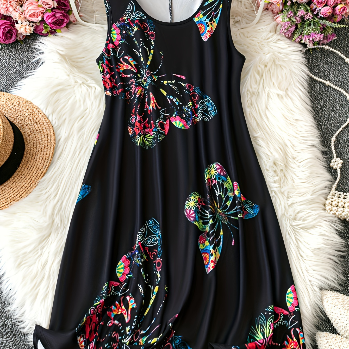 Robe Débardeur Chic à Imprimé Papillon - Mélange de Polyester Extensible, Lavable en Machine, Parfaite pour les Vacances d'Été
Robe Débardeur Chic à Imprimé Papillon - Mélange de Polyester Extensible, Lavable en Machine, Parfaite pour les Vacances d'Été
