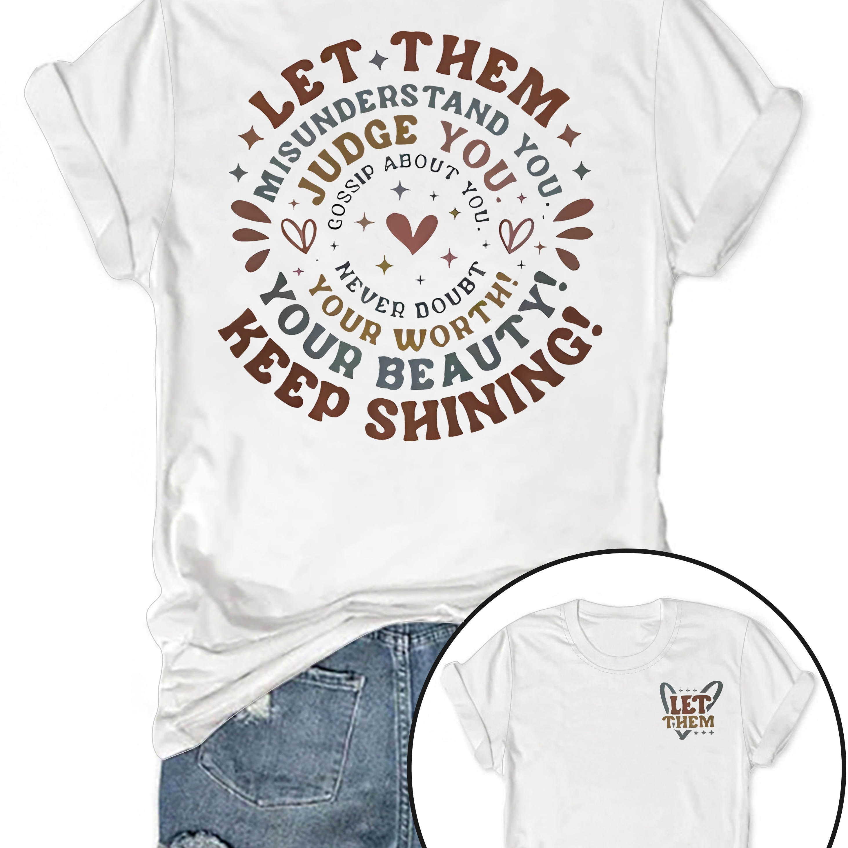 Letter & Heart Print T-shirt, Casual Short Sleeve Crew Neck Top For Spring & Summer, Women's Clothing
Letter & Heart Print T-shirt, Casual Short Sleeve Crew Neck Top For Spring & Summer, Women's Clothing