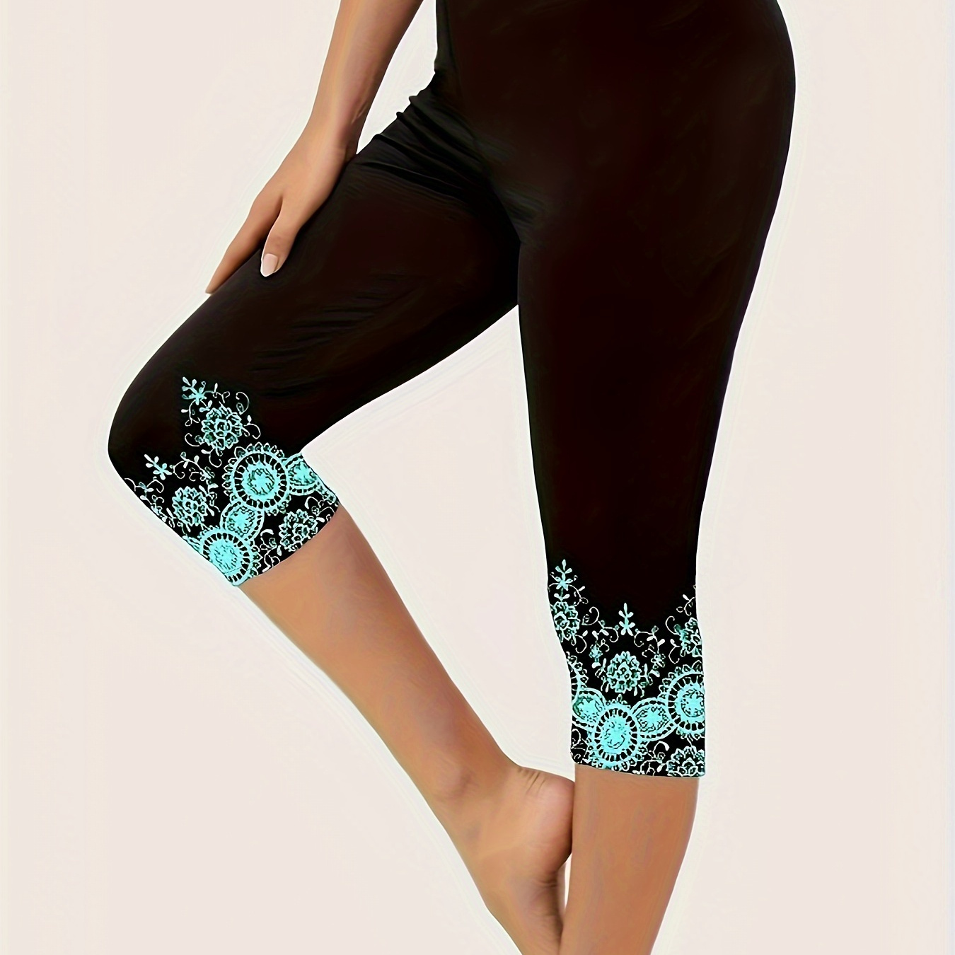 Graphic Print Skinny Leggings, Casual Stretchy Capris Pants For Spring & Summer, Women's Clothing
Graphic Print Skinny Leggings, Casual Stretchy Capris Pants For Spring & Summer, Women's Clothing