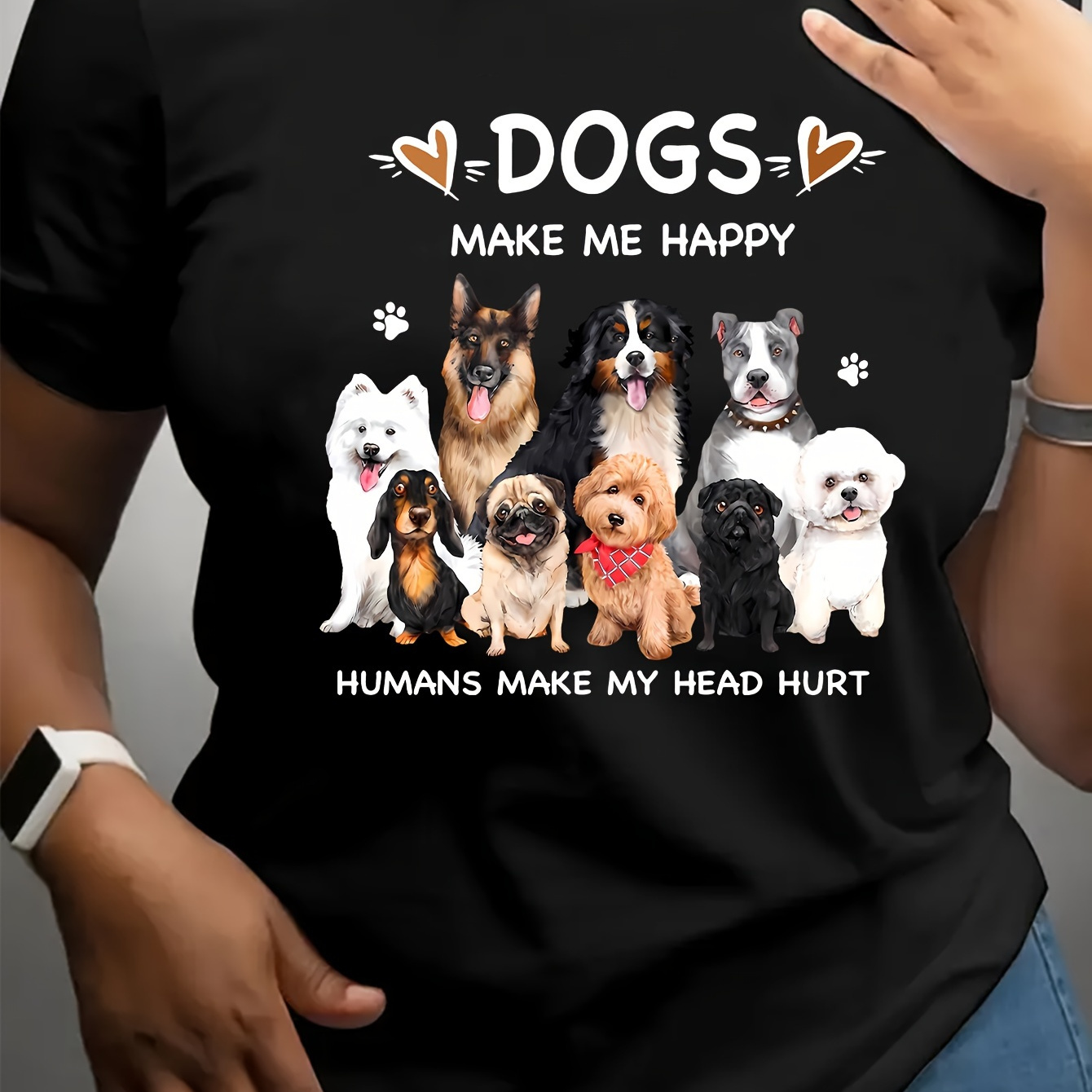 Dog Print T-shirt, Short Sleeve Crew Neck Casual Top For Summer & Spring, Women's Clothing
Dog Print T-shirt, Short Sleeve Crew Neck Casual Top For Summer & Spring, Women's Clothing