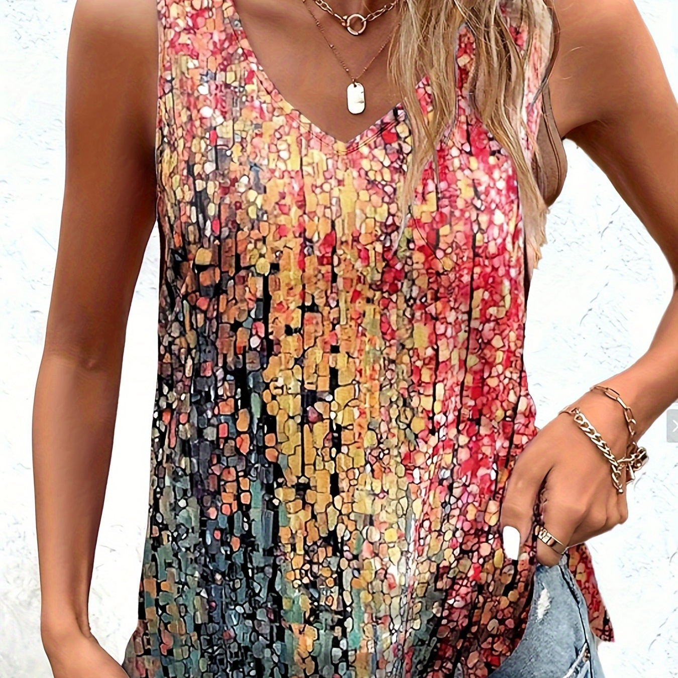 Elegant V-neck Sleeveless Top For Women - , Stretchy Polyester & Spandex , Machine Washable - Summer
Elegant V-neck Sleeveless Top For Women - , Stretchy Polyester & Spandex , Machine Washable - Summer