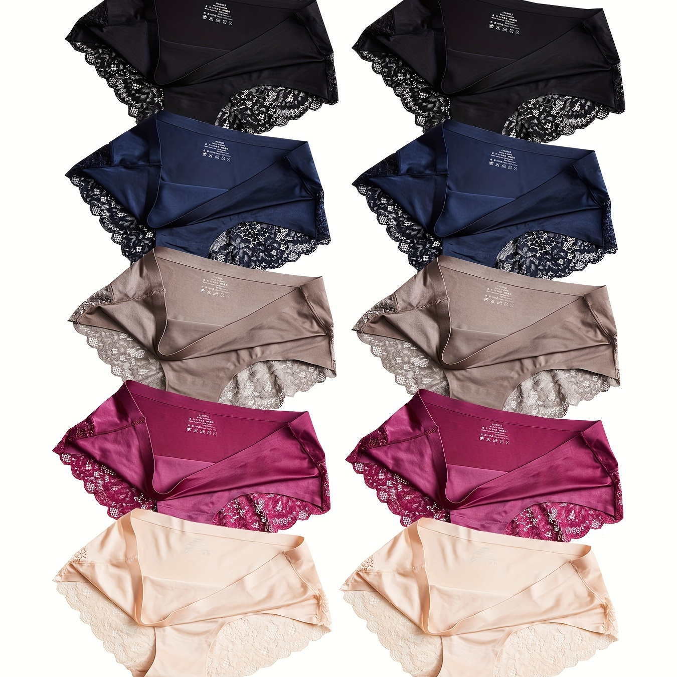 10-pack Sexy Lace Trim Fiber Women's Briefs, Low-rise Seamless Panties, Nylon 80% Spandex 20%, Solid Color Knit Fabric, 130gsm, 10pcs
10-pack Sexy Lace Trim Fiber Women's Briefs, Low-rise Seamless Panties, Nylon 80% Spandex 20%, Solid Color Knit Fabric, 130gsm, 10pcs