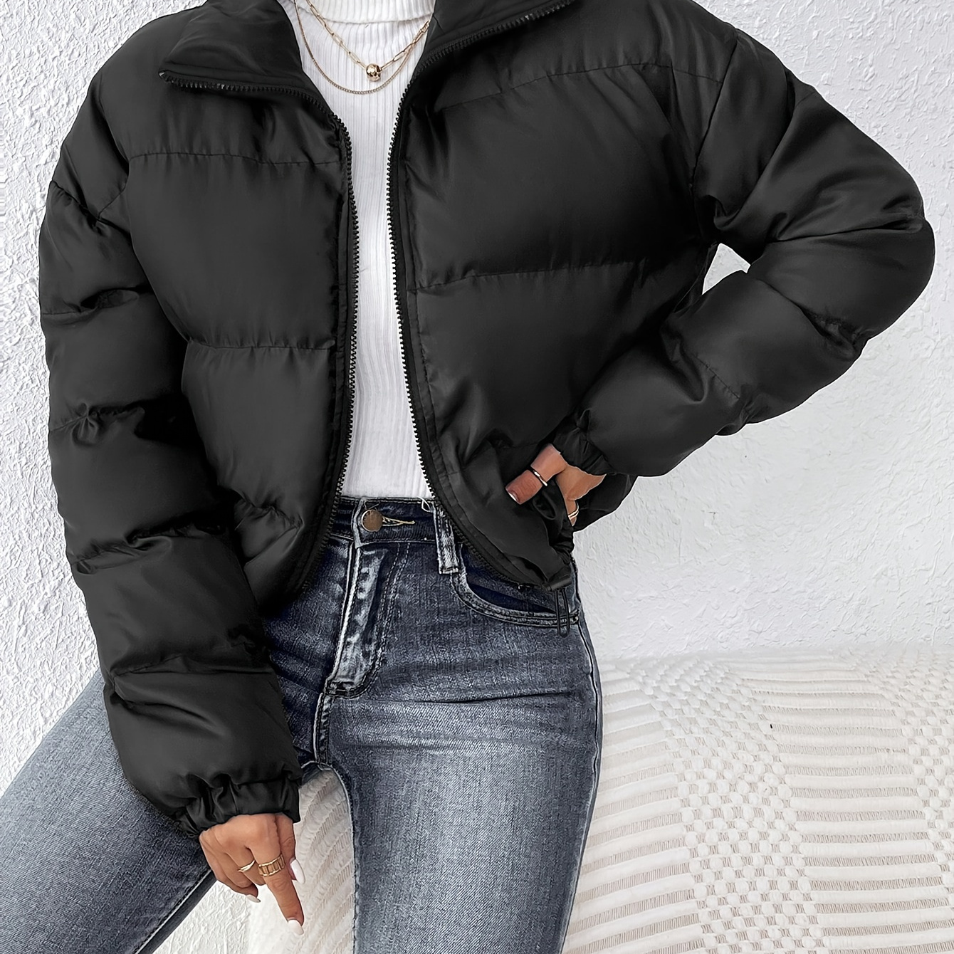Solid -up Fluffy Jacket Coat, Casual Long Sleeve Warm Outerwear For Winter, Women's Clothing
Solid -up Fluffy Jacket Coat, Casual Long Sleeve Warm Outerwear For Winter, Women's Clothing
