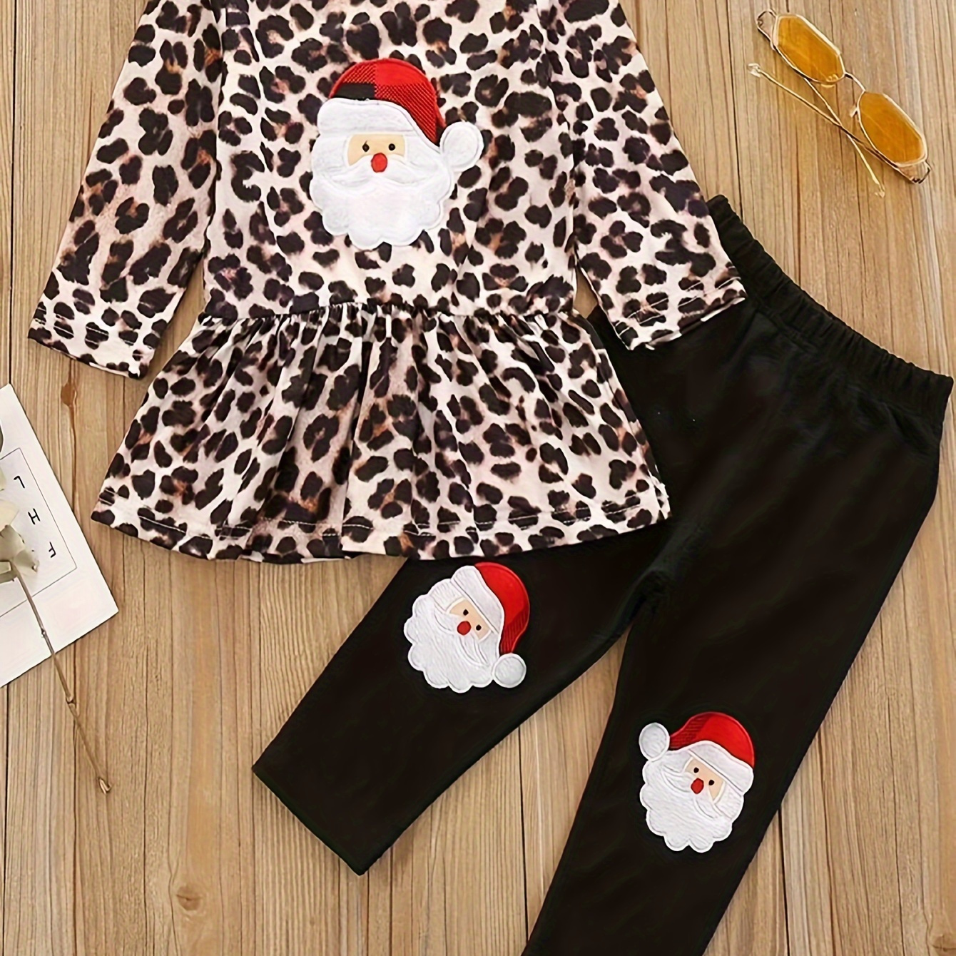 2pcs Santa Embroidery Outfits, Leopard Print Top + Pants Set Kids Clothes For Spring Fall Christmas Gift Girls
2pcs Santa Embroidery Outfits, Leopard Print Top + Pants Set Kids Clothes For Spring Fall Christmas Gift Girls