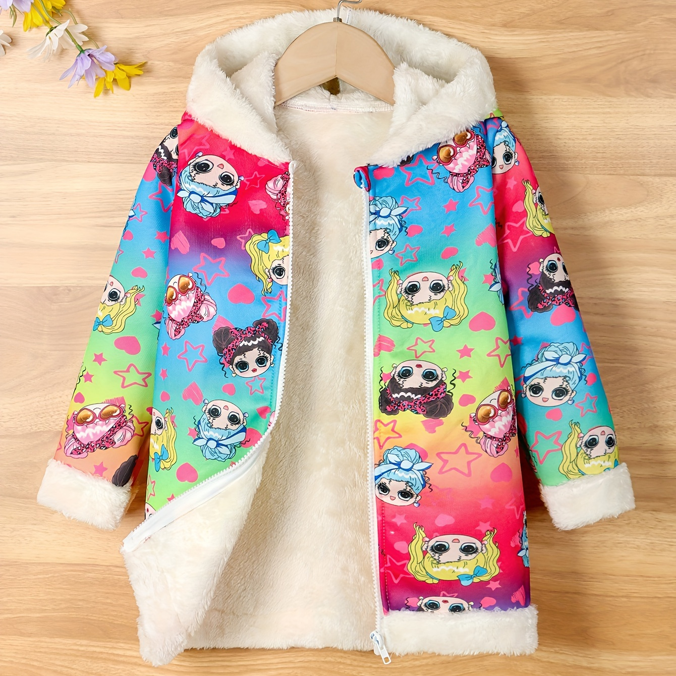 Kid Girls Teddy Fleece Colorful Cartoon Print Thick Winter Warm Zip Hooded Coat For Autumn And Winter
Kid Girls Teddy Fleece Colorful Cartoon Print Thick Winter Warm Zip Hooded Coat For Autumn And Winter