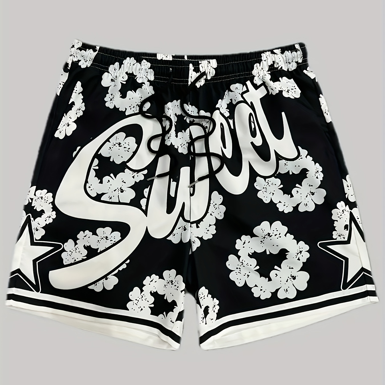 Men's Casual Drawstring Shorts With Floral And Star Pattern - Blue And White, Polyester, Ideal For Summer Streetwear And Outdoor Activities
Men's Casual Drawstring Shorts With Floral And Star Pattern - Blue And White, Polyester, Ideal For Summer Streetwear And Outdoor Activities