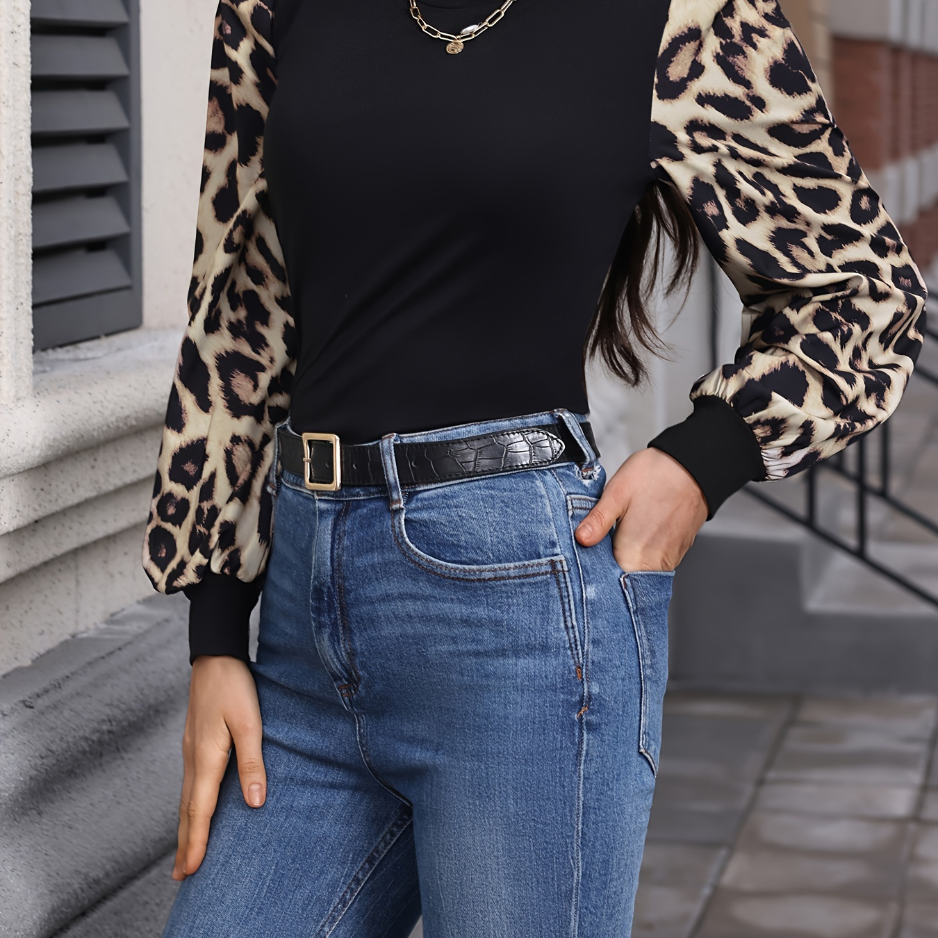 Leopard Pattern Crew Neck Top, Casual Long Sleeve Top For Spring & Fall, Women's Clothing
Leopard Pattern Crew Neck Top, Casual Long Sleeve Top For Spring & Fall, Women's Clothing