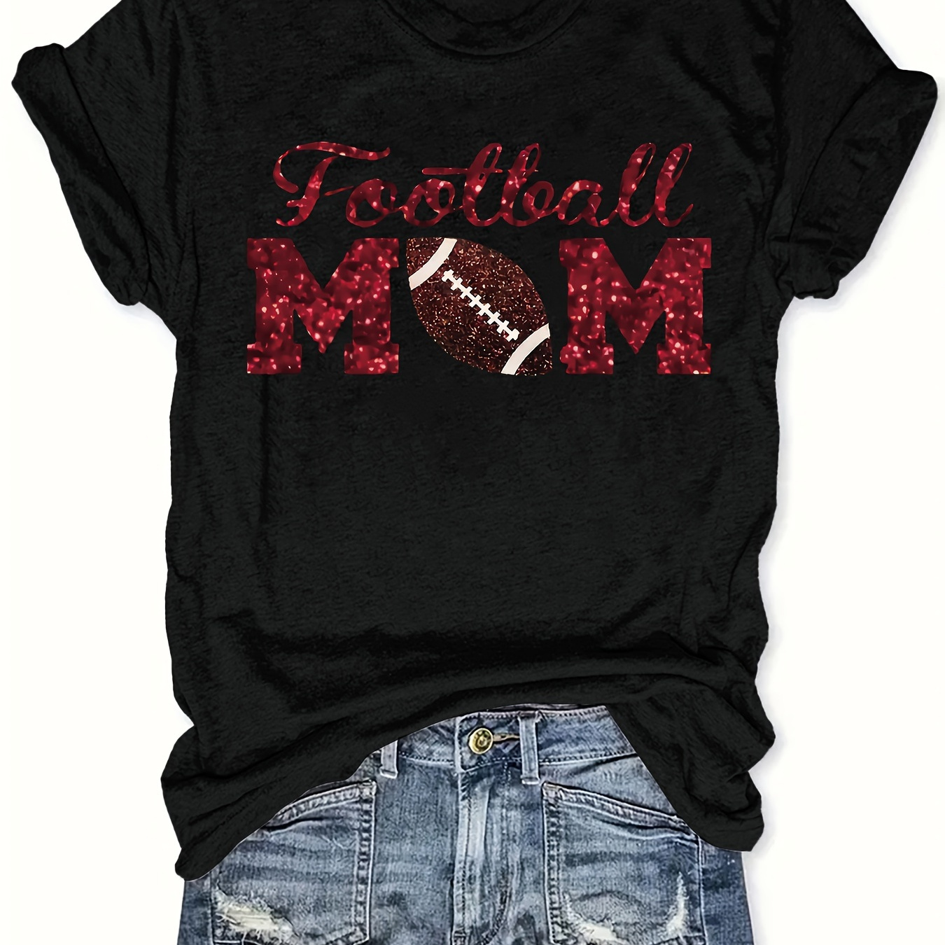 Plus Size Football Mom Print T-shirt, Casual Short Sleeve Crew Neck Top For Spring & Summer, Women's Plus Size Clothing
Plus Size Football Mom Print T-shirt, Casual Short Sleeve Crew Neck Top For Spring & Summer, Women's Plus Size Clothing