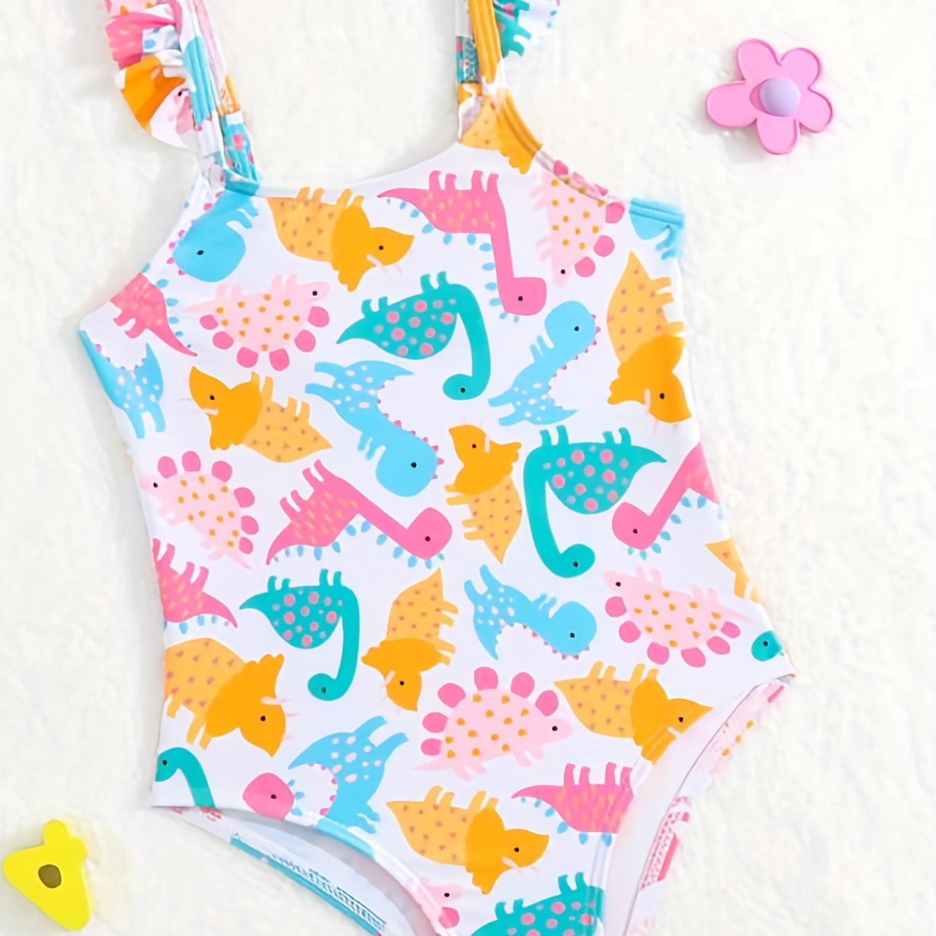 Baby Girls Cute Dinosaur Graphic Flutter Trim One-piece Swimsuit - Kids Clothes For Summer Vacations!
Baby Girls Cute Dinosaur Graphic Flutter Trim One-piece Swimsuit - Kids Clothes For Summer Vacations!