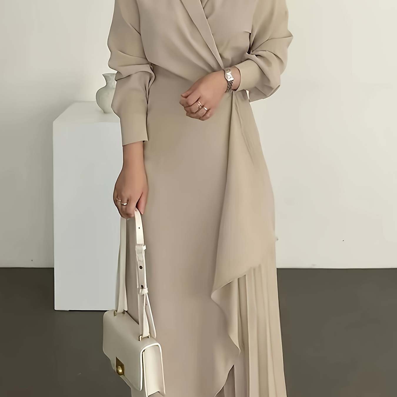 Asymmetrical Lapel Neck Dress, Elegant Long Sleeve Dress For Spring & Summer, Women's Clothing
Asymmetrical Lapel Neck Dress, Elegant Long Sleeve Dress For Spring & Summer, Women's Clothing