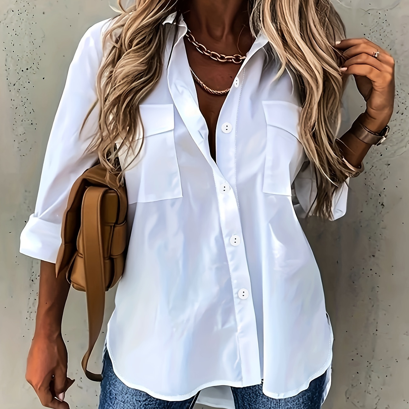 Plus Size Solid Collared Shirt, Casual Long Sleeve Button Front Shirt, Women's Plus Size clothing
Plus Size Solid Collared Shirt, Casual Long Sleeve Button Front Shirt, Women's Plus Size clothing
