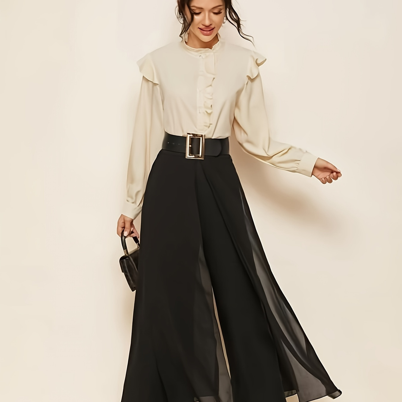 Solid Color Wide Leg Pants, Elegant High Waist Loose Pants For Spring & Summer, Women's Clothing
Solid Color Wide Leg Pants, Elegant High Waist Loose Pants For Spring & Summer, Women's Clothing