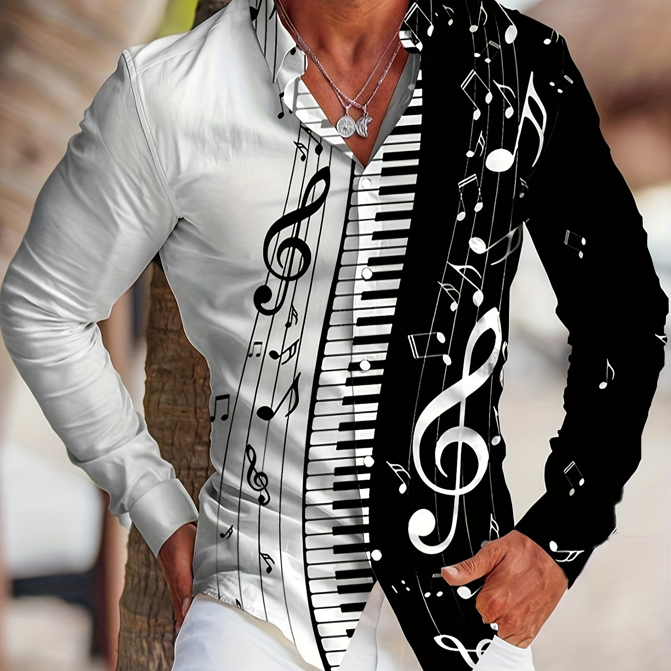Music Note Pattern Men's Stylish Color Block Long Sleeve Button Up Shirt, Spring Fall, Gift For Men
Music Note Pattern Men's Stylish Color Block Long Sleeve Button Up Shirt, Spring Fall, Gift For Men