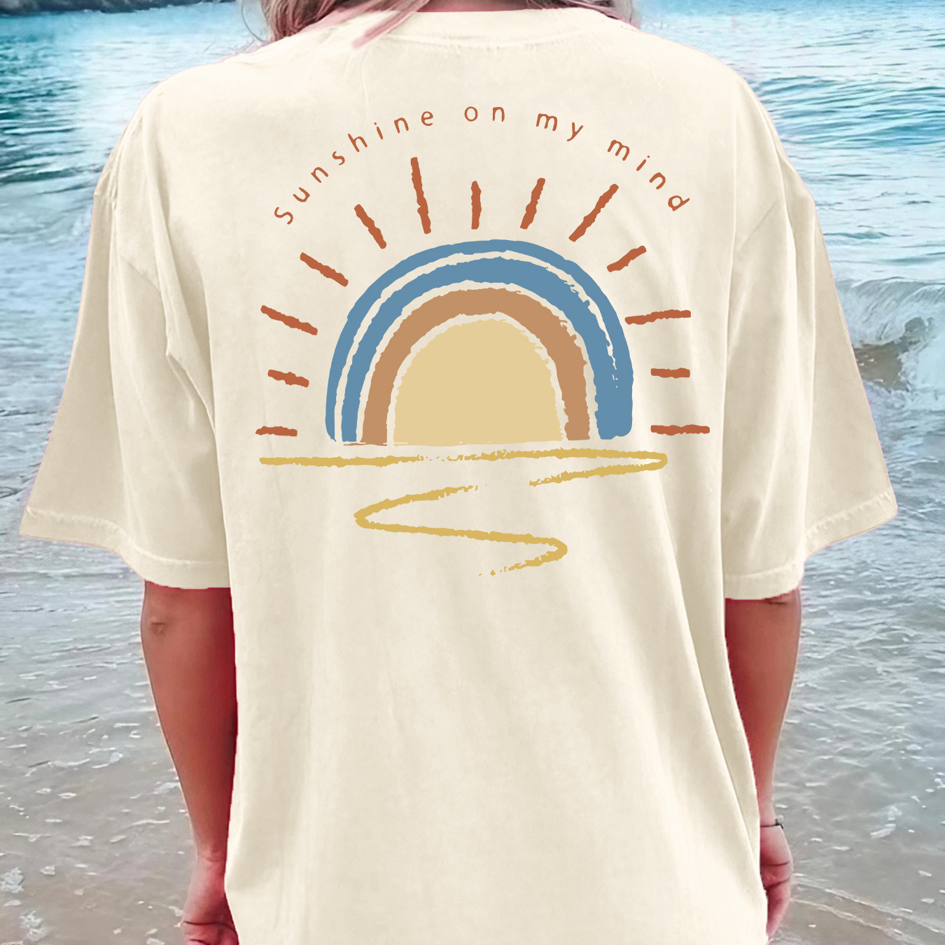 Sun Print T-shirt, Short Sleeve Crew Neck Casual Top For Summer & Spring, Women's Clothing
Sun Print T-shirt, Short Sleeve Crew Neck Casual Top For Summer & Spring, Women's Clothing