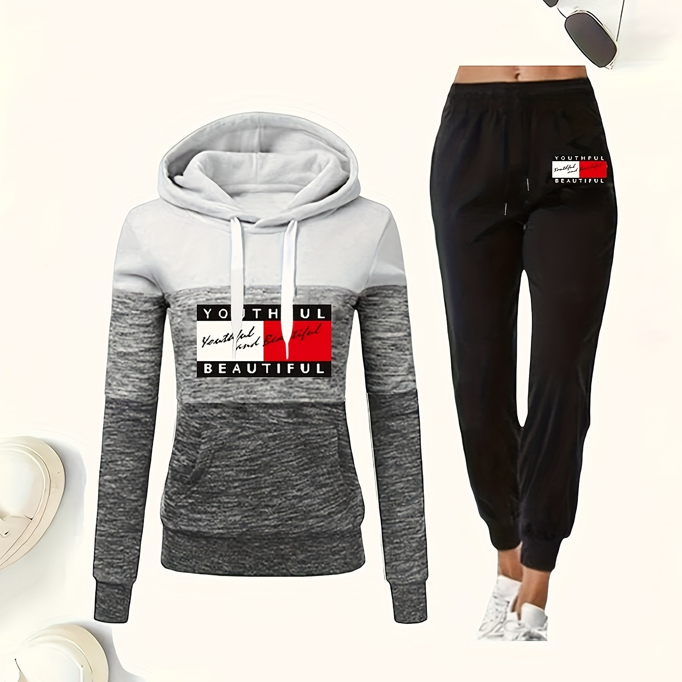 's Hoodie And Pants Set - Geometric Pattern, Long Sleeves, Hooded, Pocket, Polyester , Fall/winter Collection
's Hoodie And Pants Set - Geometric Pattern, Long Sleeves, Hooded, Pocket, Polyester , Fall/winter Collection