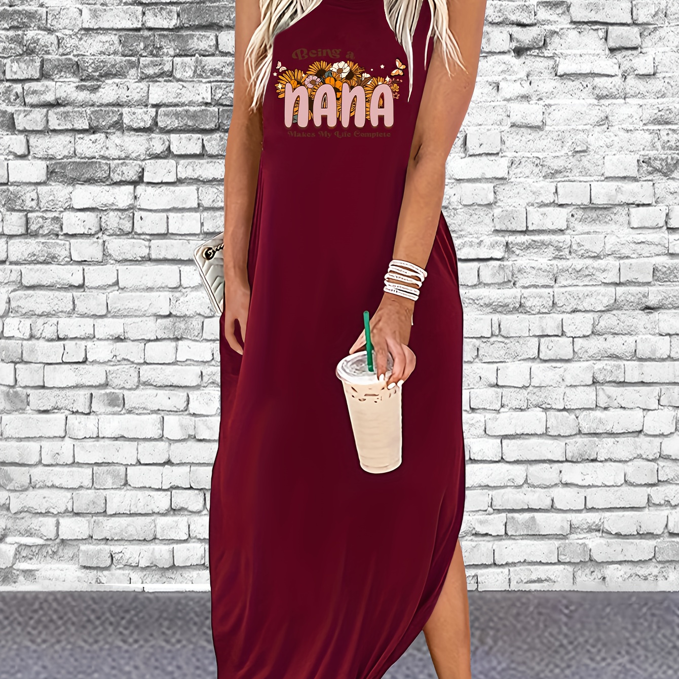 Nana Print Sleeveless Tee Dress, Casual Tank Dress For Spring & Summer, Women's Clothing
Nana Print Sleeveless Tee Dress, Casual Tank Dress For Spring & Summer, Women's Clothing