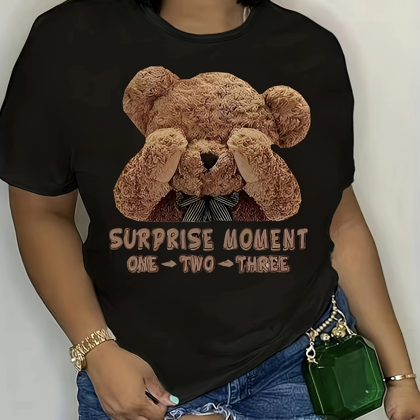 Plus Size Cartoon Bear Print T-shirt, Casual Crew Neck Short Sleeve T-shirt, Women's Plus Size clothing
Plus Size Cartoon Bear Print T-shirt, Casual Crew Neck Short Sleeve T-shirt, Women's Plus Size clothing