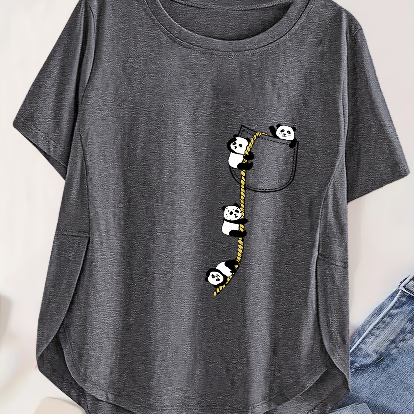 Round Neck T-shirt With 4 Cute Animal - Soft And Breathable Polyester, Short Sleeves, Machine Washable, , Loose Fit, Casual And Chic Style, Targeted Women's Clothing
Round Neck T-shirt With 4 Cute Animal - Soft And Breathable Polyester, Short Sleeves, Machine Washable, , Loose Fit, Casual And Chic Style, Targeted Women's Clothing