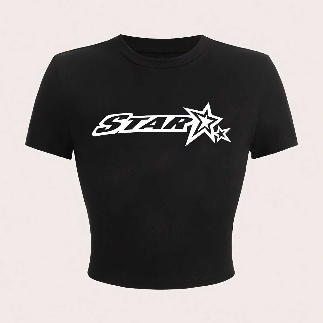 Letter & Star Print Crew Neck T-shirt, Y2k Short Sleeve Crop T-shirt For Spring & Summer, Women's Clothing
Letter & Star Print Crew Neck T-shirt, Y2k Short Sleeve Crop T-shirt For Spring & Summer, Women's Clothing