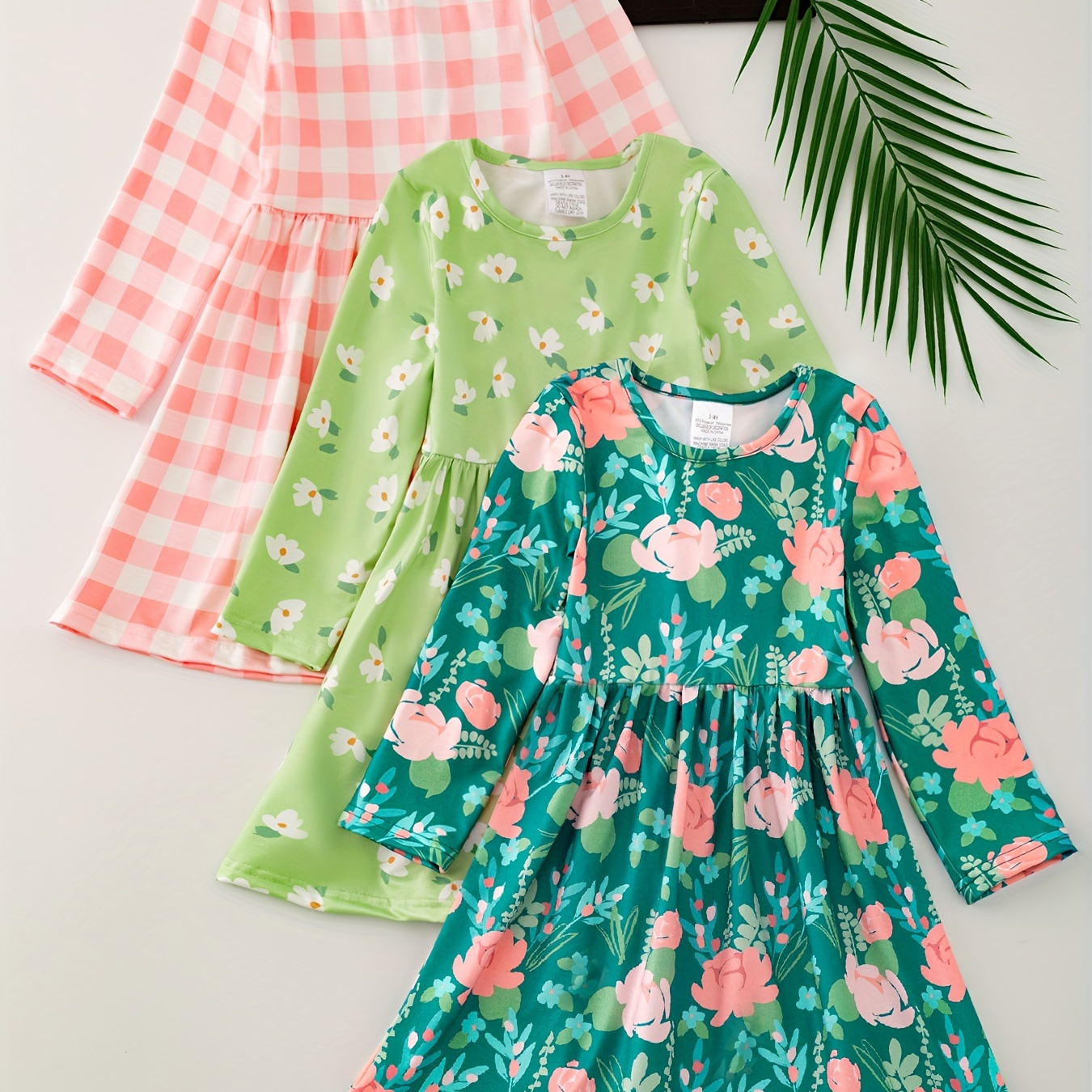 3pcs/set Girls Casual Flowers Plaid Print Long Sleeve A-line Dresses Comfy Holiday Dresses Summer Gift
3pcs/set Girls Casual Flowers Plaid Print Long Sleeve A-line Dresses Comfy Holiday Dresses Summer Gift