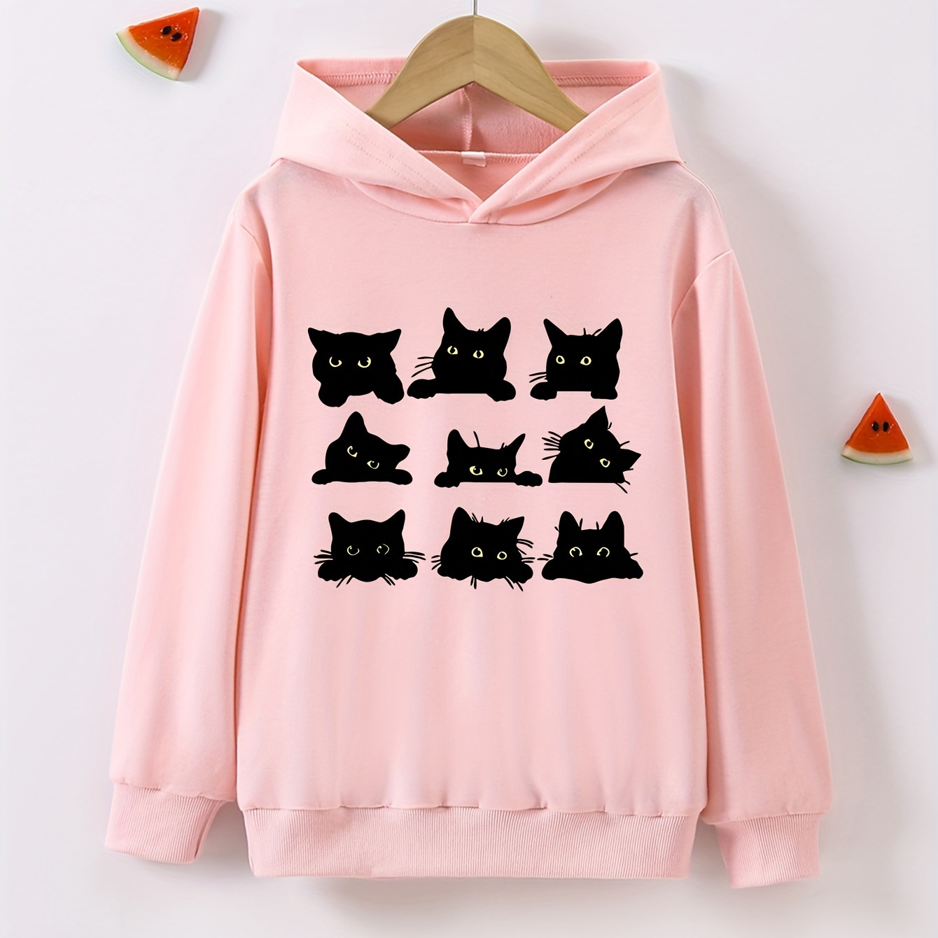 Girl's Fashion Hoodie With Cartoon Cat Print, Casual Versatile Long Sleeve Pullover Sweatshirt With Hood
Girl's Fashion Hoodie With Cartoon Cat Print, Casual Versatile Long Sleeve Pullover Sweatshirt With Hood
