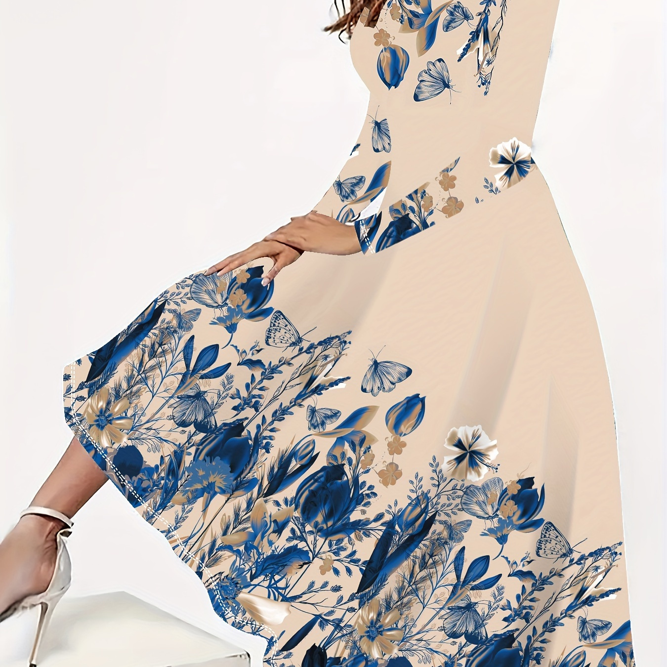 Plus Size Floral Print Dress, Casual Long Sleeve Crew Neck Maxi Dress, Women's Plus Size Clothing
Plus Size Floral Print Dress, Casual Long Sleeve Crew Neck Maxi Dress, Women's Plus Size Clothing