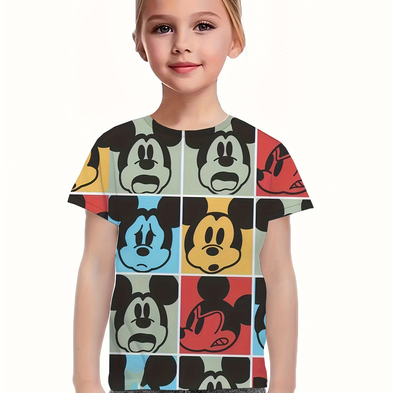 Knit Allover Cartoon Mouse Print Short Sleeve Crew Neck T-shirt For Girls, Casual And Comfy Summer Tee Top Cute Gift
Knit Allover Cartoon Mouse Print Short Sleeve Crew Neck T-shirt For Girls, Casual And Comfy Summer Tee Top Cute Gift