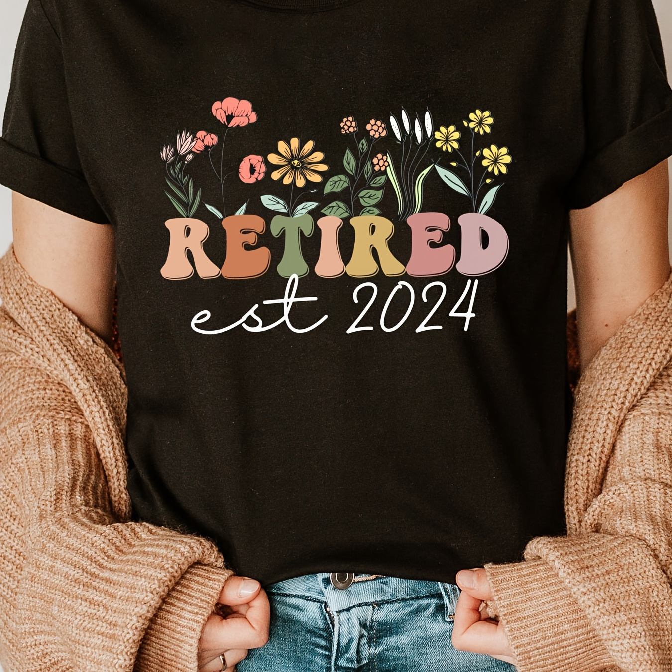 Retired Print Crew Neck T-shirt, Short Sleeve Casual Top For Summer & Spring, Women's Clothing
Retired Print Crew Neck T-shirt, Short Sleeve Casual Top For Summer & Spring, Women's Clothing
