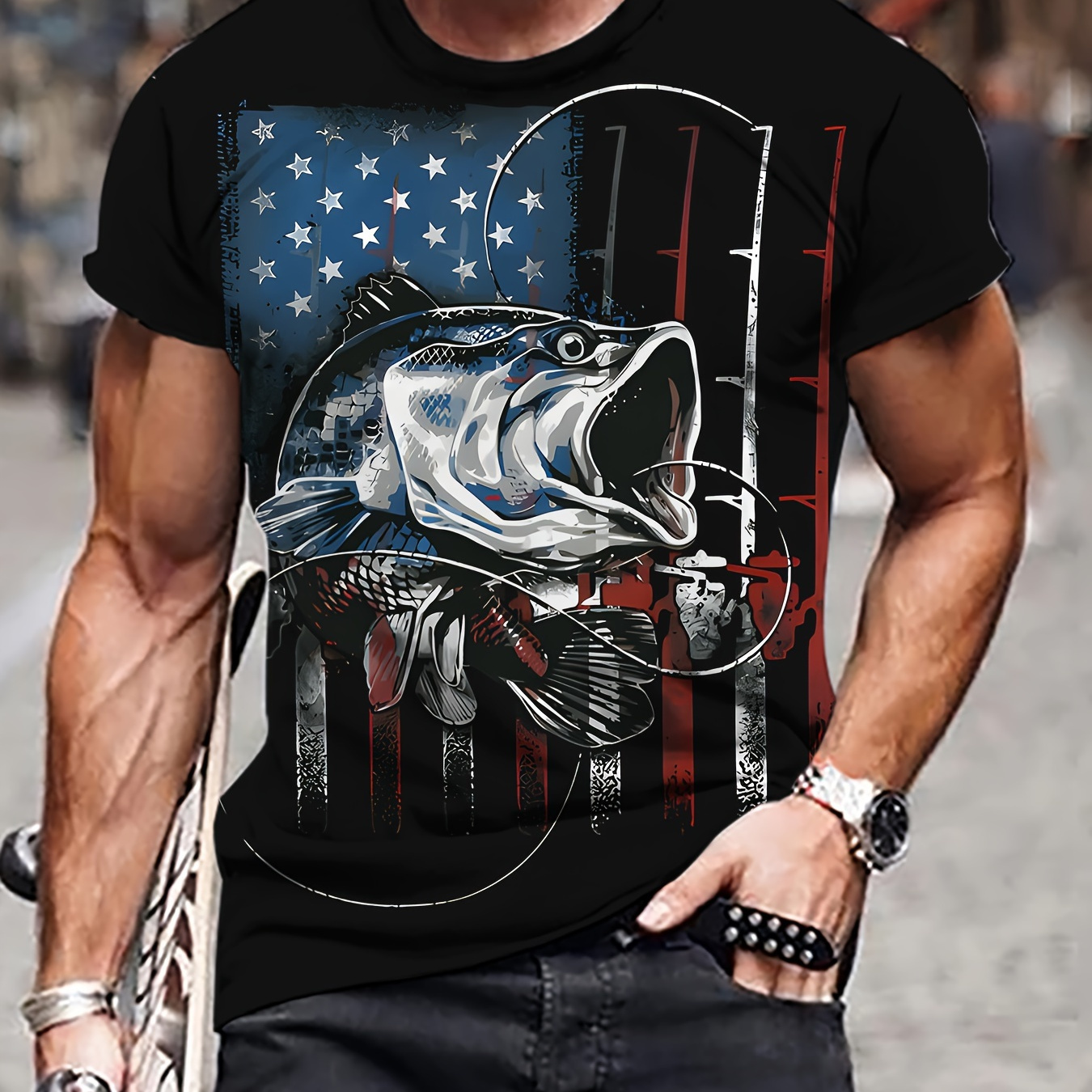 Men's Fish Print T-shirt, Casual Short Sleeve Crew Neck Tee, Men's Clothing For Outdoor
Men's Fish Print T-shirt, Casual Short Sleeve Crew Neck Tee, Men's Clothing For Outdoor