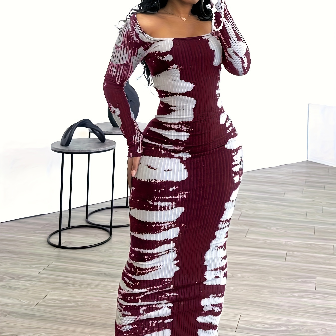 Color Block Ribbed Slim Dress, Casual Square Neck Long Sleeve Dress For Spring & Fall, Women's Clothing
Color Block Ribbed Slim Dress, Casual Square Neck Long Sleeve Dress For Spring & Fall, Women's Clothing