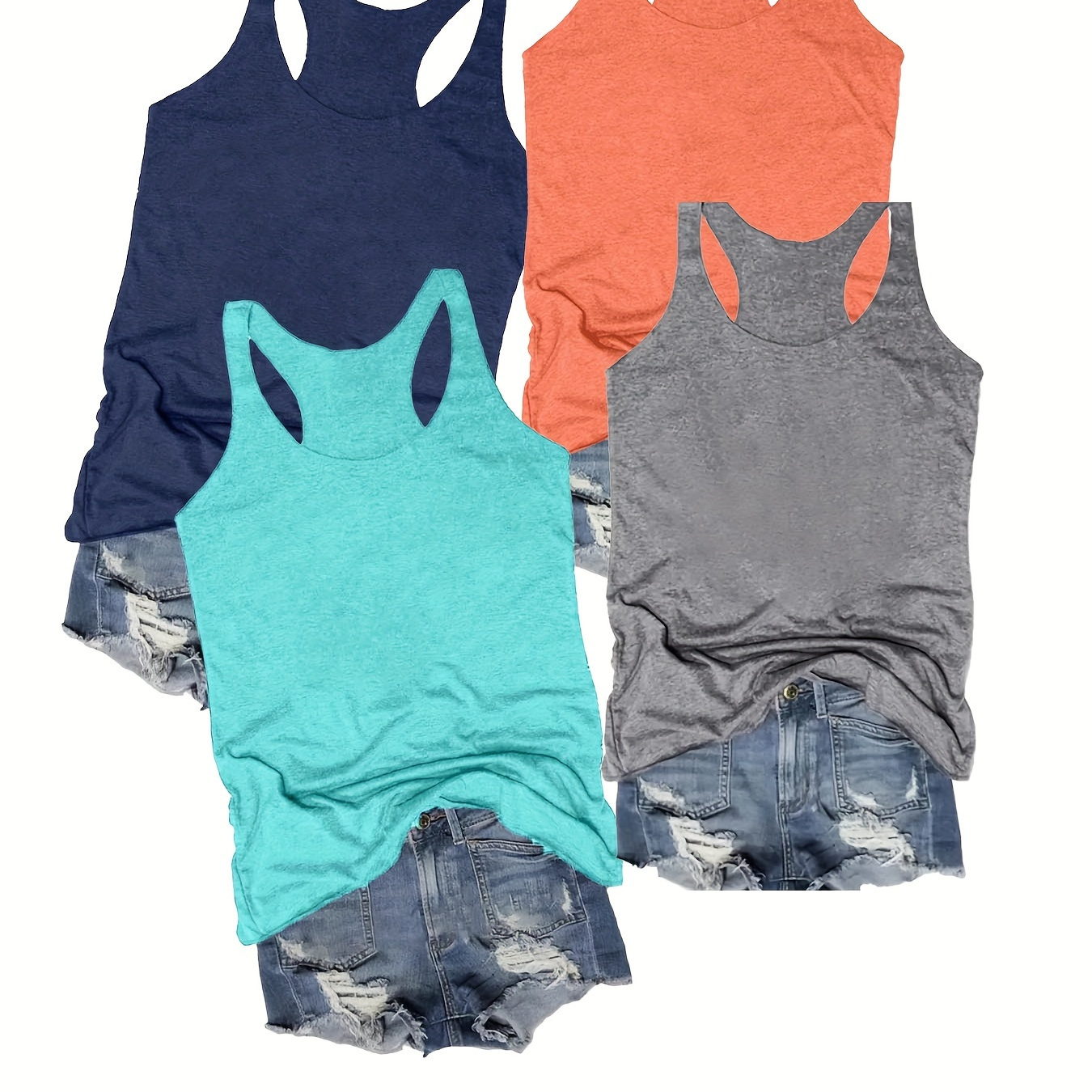 4 Pack Solid Color Crew Neck Tank Top, Casual Sleeveless Tank Top For Spring & Summer, Women's Clothing
4 Pack Solid Color Crew Neck Tank Top, Casual Sleeveless Tank Top For Spring & Summer, Women's Clothing