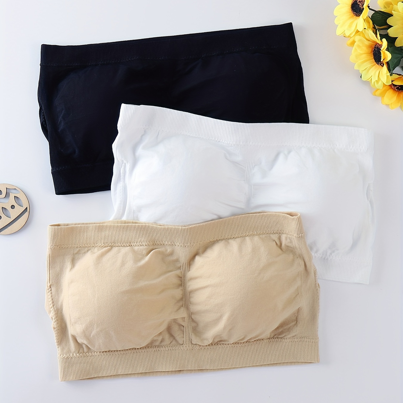 3pcs Solid Sleeveless Tube Bra, Simple & Comfy Wireless Bandeau Bra, Women's Lingerie & Underwear
3pcs Solid Sleeveless Tube Bra, Simple & Comfy Wireless Bandeau Bra, Women's Lingerie & Underwear