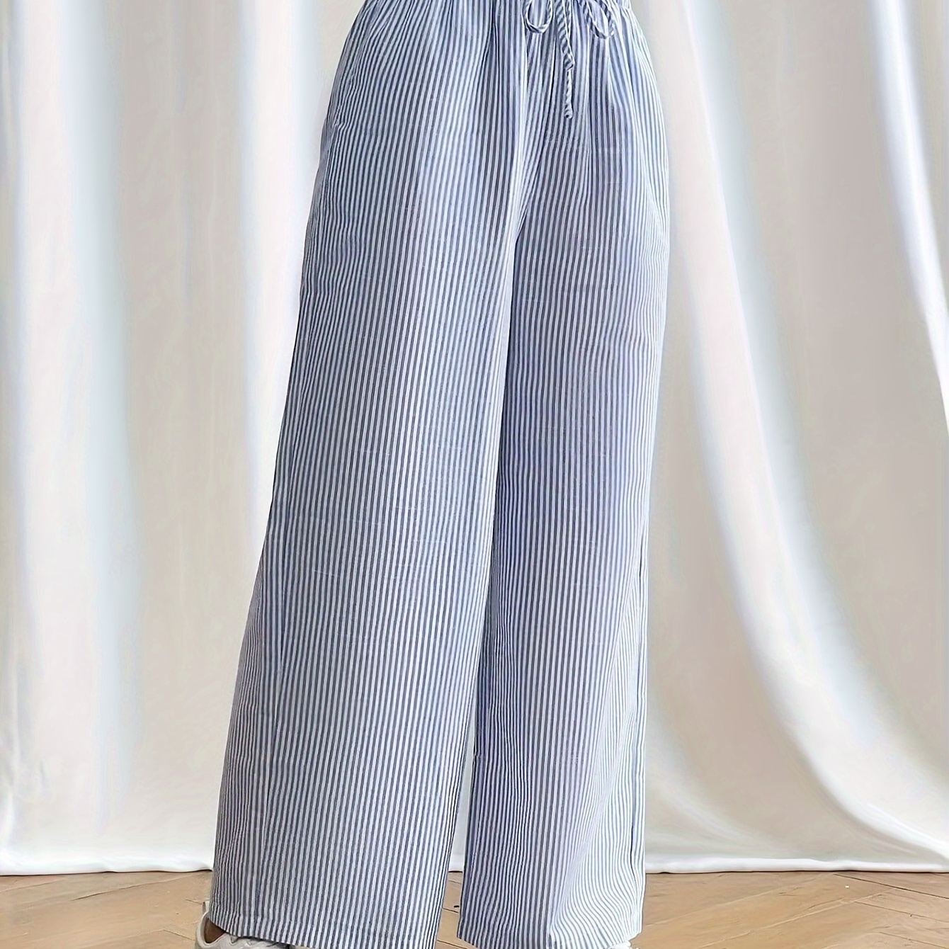 Striped Print Drawstring Waist Pants, Casual Straight Leg Loose Pants For Spring & Fall, Women's Clothing
Striped Print Drawstring Waist Pants, Casual Straight Leg Loose Pants For Spring & Fall, Women's Clothing