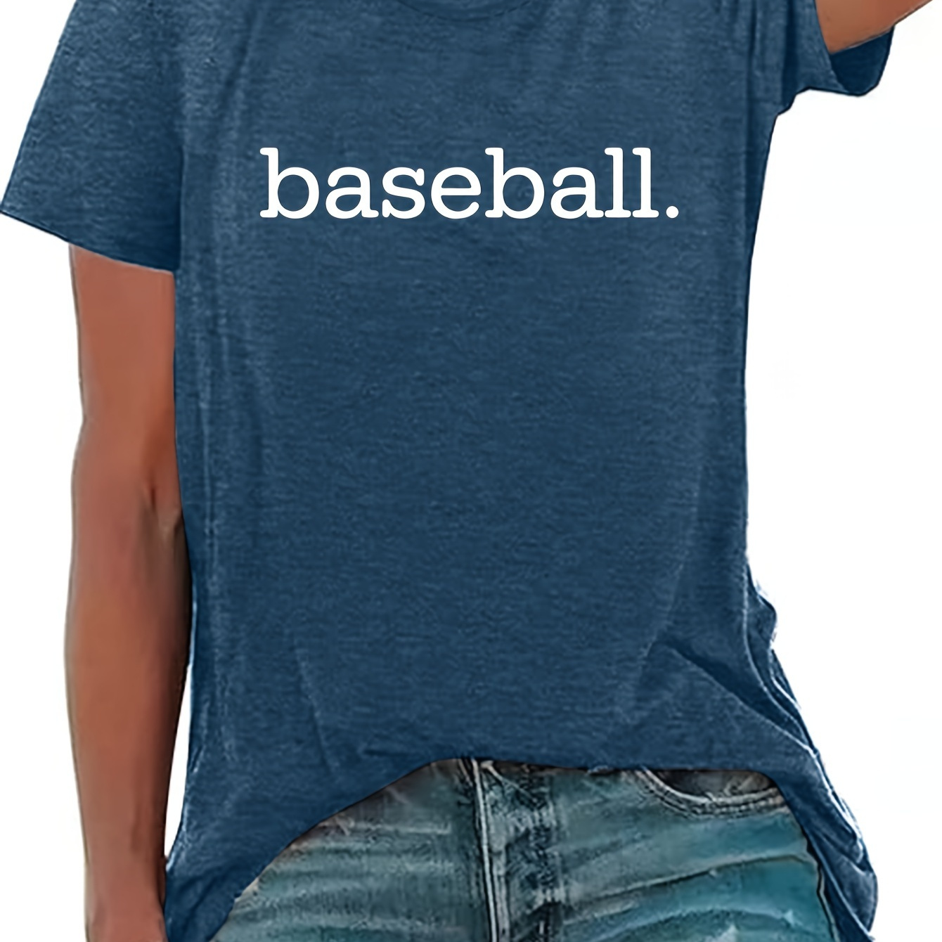 Baseball Print T-shirt, Casual Crew Neck Short Sleeve Top For Spring & Summer, Women's Clothing
Baseball Print T-shirt, Casual Crew Neck Short Sleeve Top For Spring & Summer, Women's Clothing