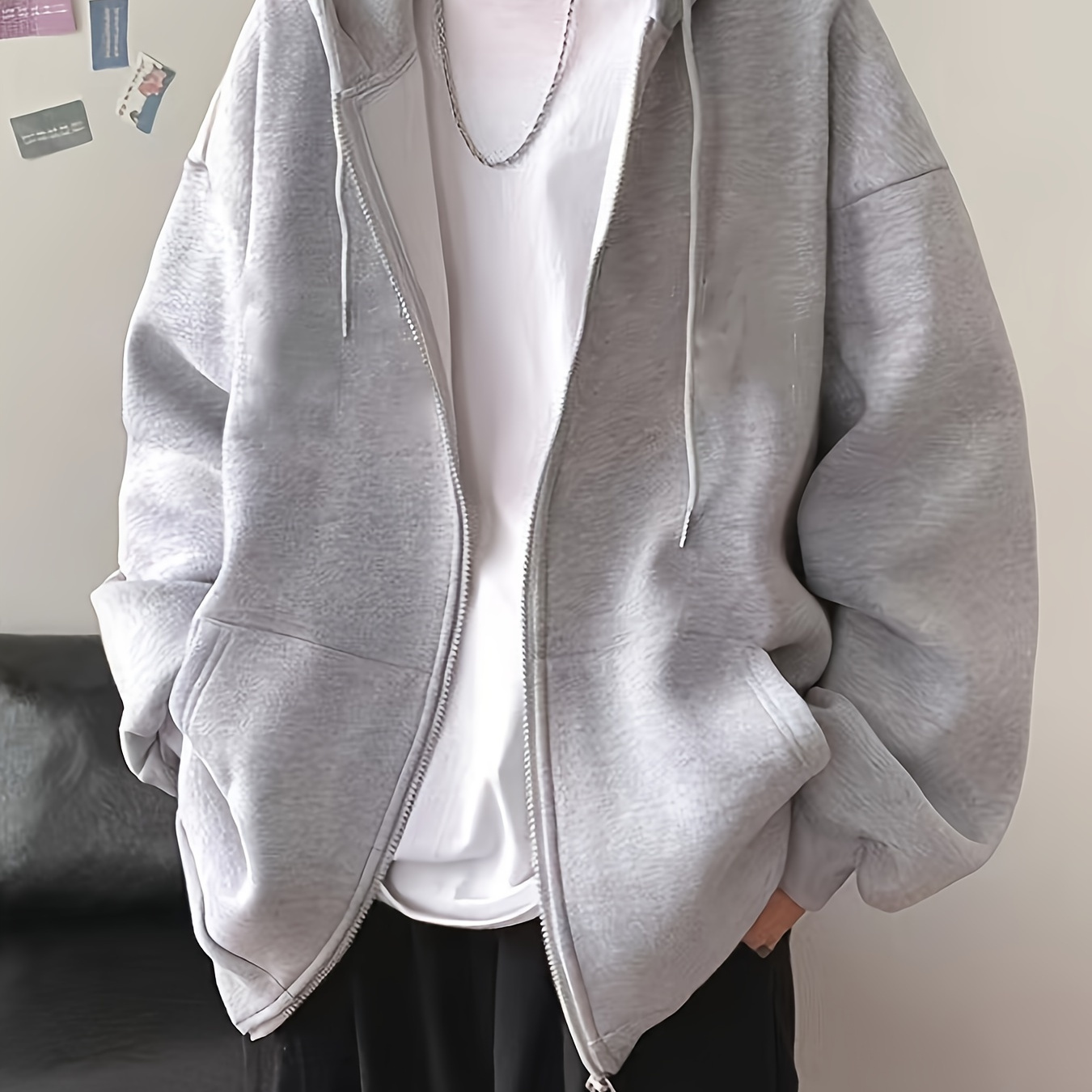 Men's Solid Hoodie With Pockets, Casual Long Sleeve Zip Up Hooded Sweatshirt For Outdoor
Men's Solid Hoodie With Pockets, Casual Long Sleeve Zip Up Hooded Sweatshirt For Outdoor