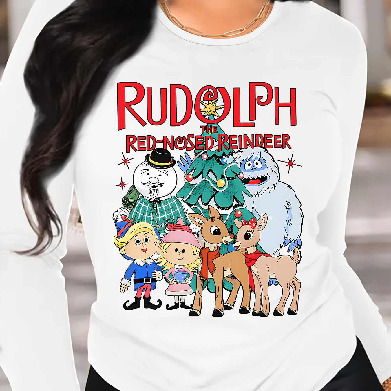 Women's Plus Size Long Sleeve T-shirt, Casual Round Neck, Polyester, Cartoon & Friends Print, Stretch Knit Fabric, Fashionable Holiday Top For Autumn/winter
Women's Plus Size Long Sleeve T-shirt, Casual Round Neck, Polyester, Cartoon & Friends Print, Stretch Knit Fabric, Fashionable Holiday Top For Autumn/winter