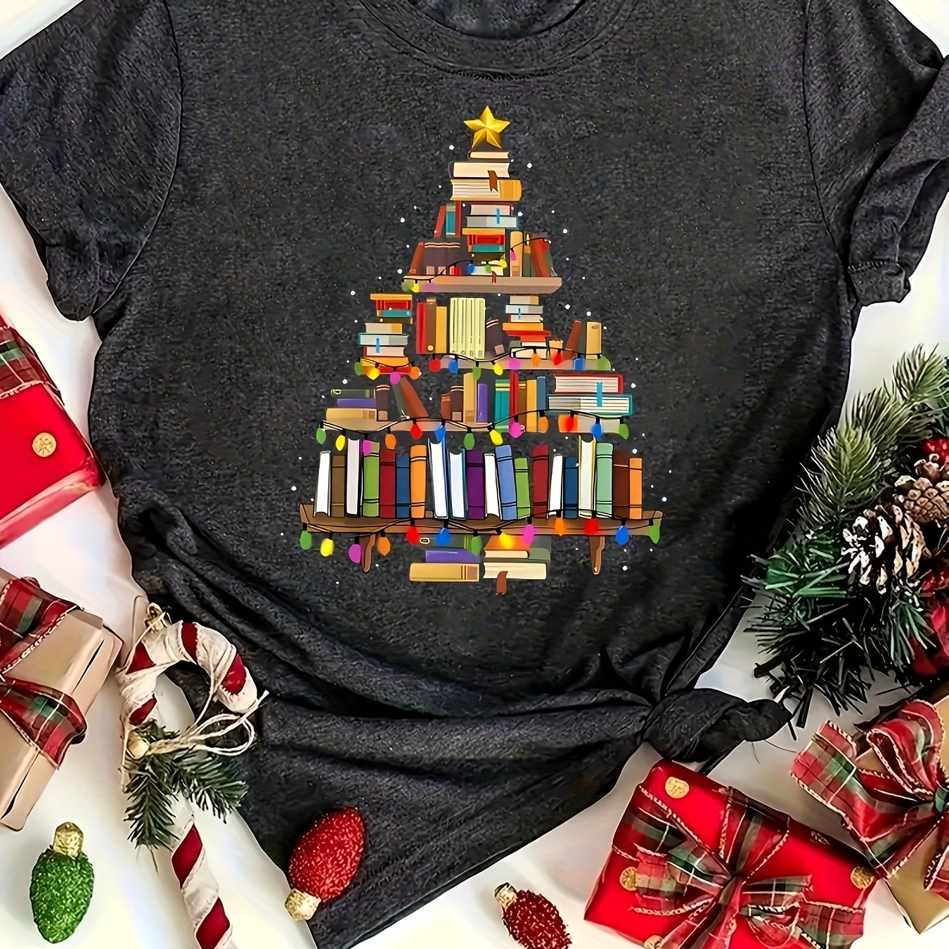 Plus Size Book Print Crew Neck T-shirt, Casual Short Sleeve T-shirt For Spring & Summer, Women's Plus Size Clothing
Plus Size Book Print Crew Neck T-shirt, Casual Short Sleeve T-shirt For Spring & Summer, Women's Plus Size Clothing