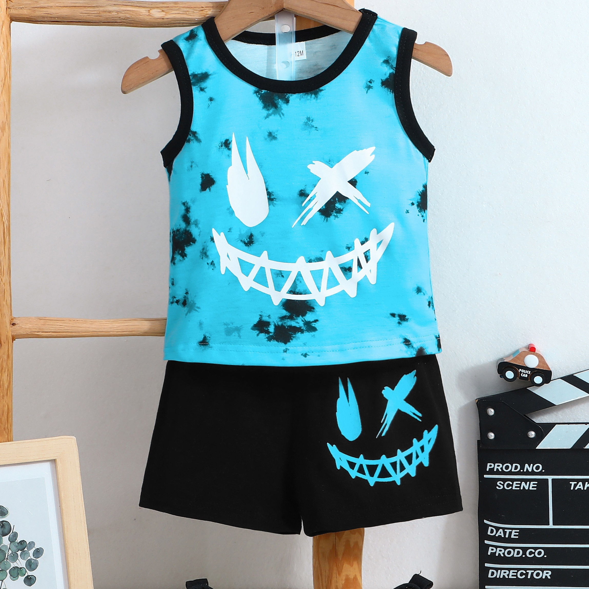 2pcs Infant's Tie Dye Smiling Face Print Summer Set, Sleeveless Tank Top & Casual Shorts, Baby Boy's Clothes 
2pcs Infant's Tie Dye Smiling Face Print Summer Set, Sleeveless Tank Top & Casual Shorts, Baby Boy's Clothes