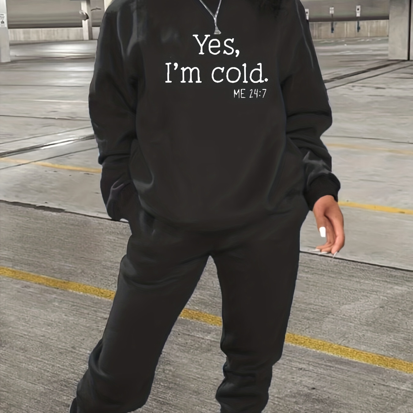 Casual Daily Two-piece Set, Letter Print Long Sleeve Sweatshirt & Solid Long Length Pants Outfits, Women's Clothing
Casual Daily Two-piece Set, Letter Print Long Sleeve Sweatshirt & Solid Long Length Pants Outfits, Women's Clothing