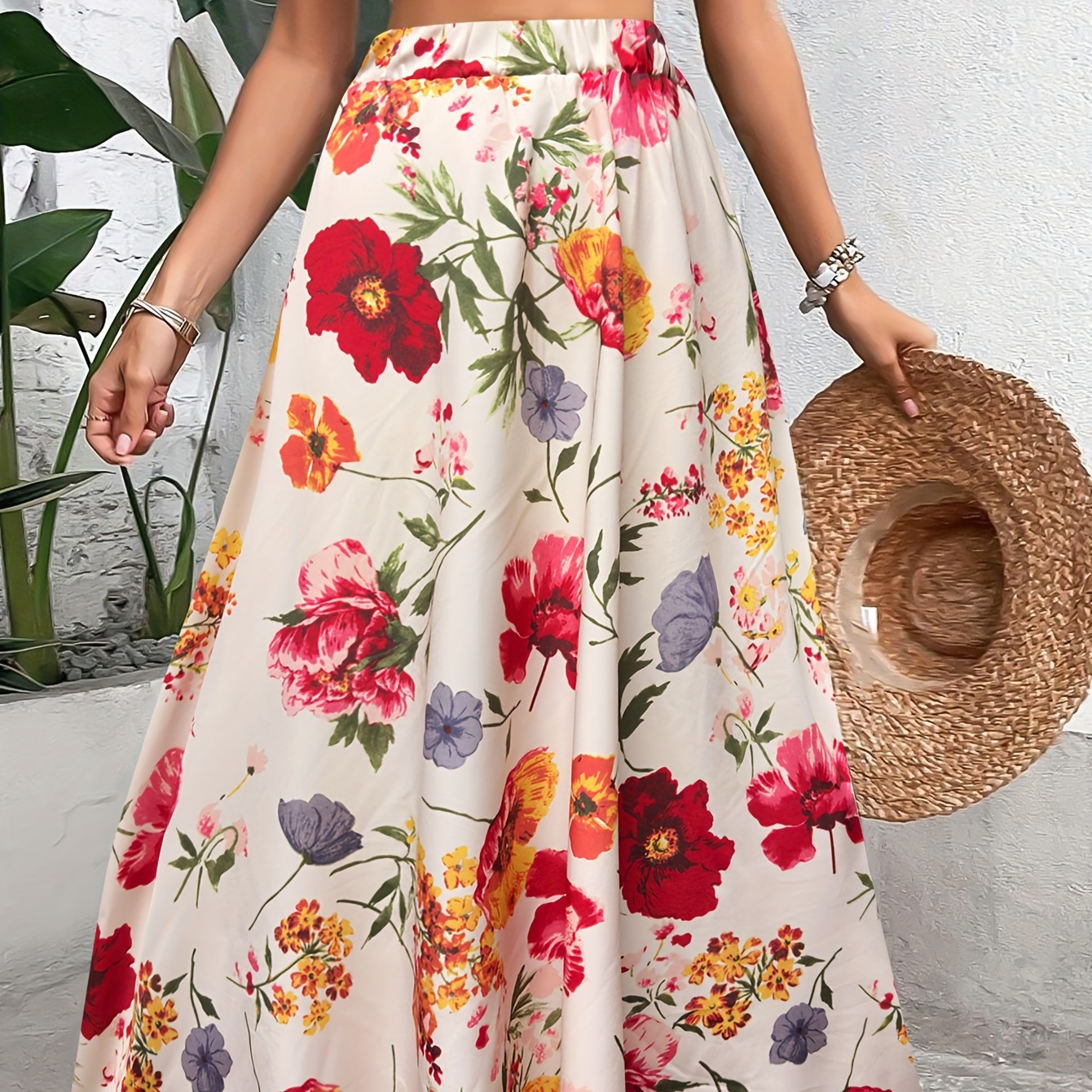 Floral Print Elastic Waist Skirt, Vacation A-line Skirt For Spring & Summer, Women's Clothing
Floral Print Elastic Waist Skirt, Vacation A-line Skirt For Spring & Summer, Women's Clothing
