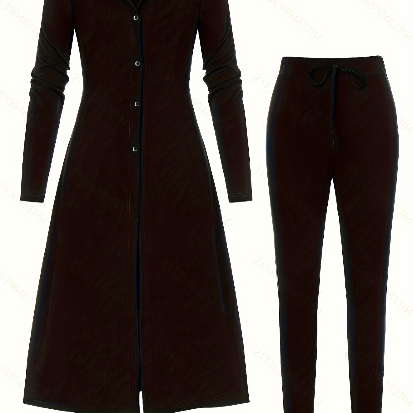 Plus Size Simple Solid Two-piece Set, Long Sleeve Buttons Coat & Pants Outfits, Women's Plus Size clothing
Plus Size Simple Solid Two-piece Set, Long Sleeve Buttons Coat & Pants Outfits, Women's Plus Size clothing
